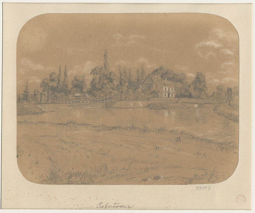 VUE DES ENVIRONS DE STRASBOURG : LE DRAHTBRUCK ET LE PONT NEMOURS A LA ROBERTSAU