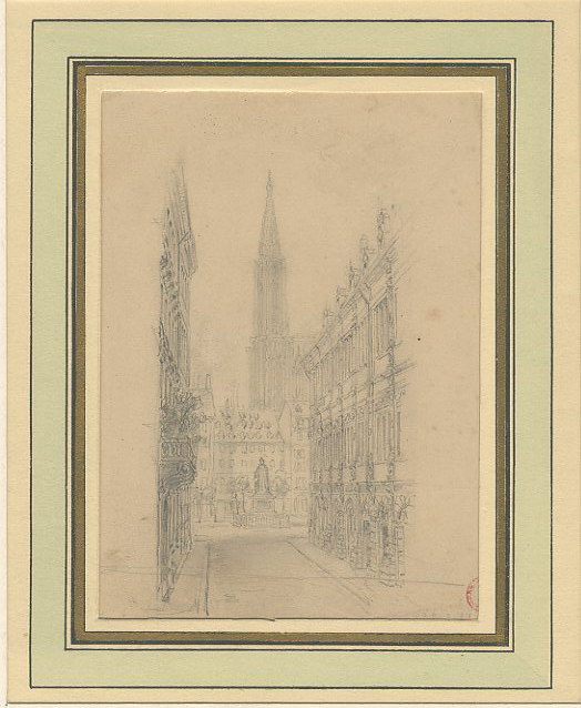 VUE DE STRASBOURG : LA PLACE GUTENBERG DEPUIS LA RUE DES SERRURIERS