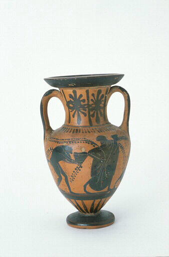 Déesse montant en char et Dionysos et un silène