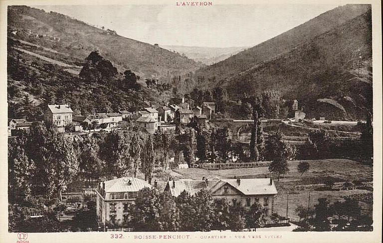 L'AVEYRON (en haut) / 332. BOISSE-PENCHOT. - QUARTIER. - VUE VERS VIVIEZ (en bas, caractères rouges)