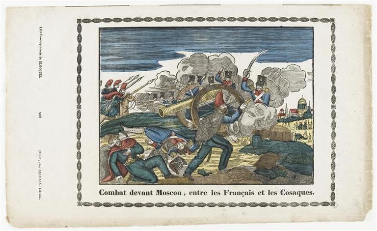 COMBAT DEVANT MOSCOU, ENTRE LES FRANCAIS ET LES COSAQUES (titre inscrit)