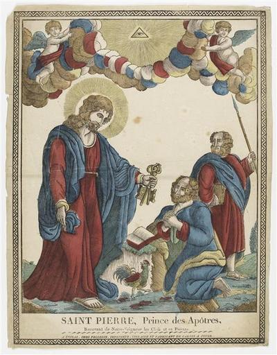 SAINT PIERRE, Prince des Apôtres, Recevant de Notre-Seigneur les Clefs et sa Puissance. (titre inscrit)