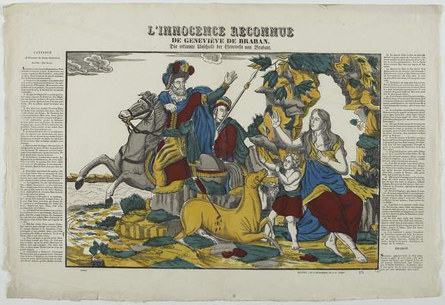 L'INNOCENCE RECONNUE / DE GENEVIEVE DE BRABAN (titre inscrit, français, allemand, gothique)