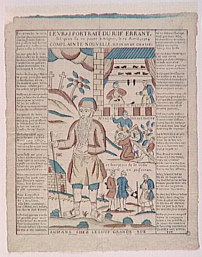 LE VRAI PORTRAIT DU JUIF ERRANT, / TEL QU'ON L'A VU PASSER A AVIGNON, LE 22 AVRIL, 1784 / COMPLAINTE NOUVELLE, SUR UN AIR DE CHASSE : (titre inscrit)