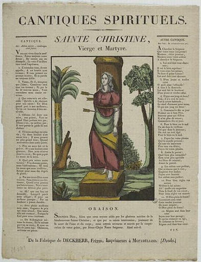 CANTIQUES SPIRITUELS, / SAINTE CHRISTINE, / Vierge et Martyre (titre inscrit)