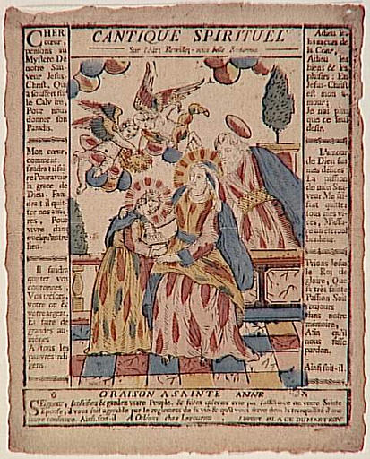 CANTIQUE SPIRITUEL / SUR L'AIR : REVEILLEZ VOUS BELLE ENDORMIE / ORAISON A SAINTE ANNE (titre inscrit)